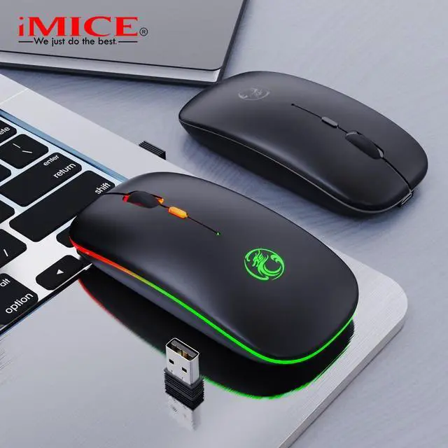 Alt view image 7 of 7 - Bluetooth and 2.4G Wireless Mouse, RGB Bluetooth Computer Mouse Gaming Silent Rechargeable Ergonomic Mause With LED Backlit [800/ 1200 /1600DPI] USB Mice For PC Laptop