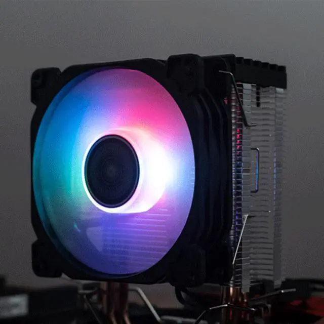Alt view image 4 of 7 - 2 Heat Pipe Tower CPU Cooler RGB 3Pin Cooling Fans Heatsink for LGA 775/1150/1151/1155/1156 AM4/AM3+/AM2+/FM2+/FM1