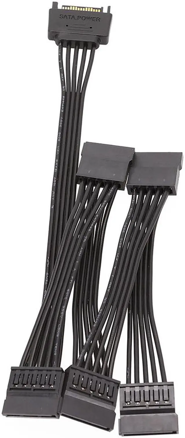 Alt view image 6 of 7 - 15 Pin SATA Power Extension Hard Drive Cable 1 Male to 5 Female Splitter Adapter 24-inch(60CM)