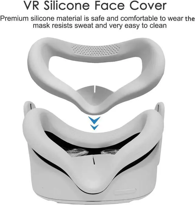 Alt view image 3 of 7 - for Oculus Quest 2 Accessories - VR Face Silicone Cover + Touch Controller Grip Cover + Protective Lens dust-Proof Cover + Thumb Button Cap (Light Gray)