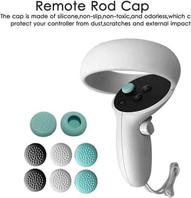 Alt view image 5 of 6 - for Oculus Quest 2 Accessories - VR Face Silicone Cover + Touch Controller Grip Cover + Protective Lens dust-Proof Cover + Thumb Button Cap (Blue)