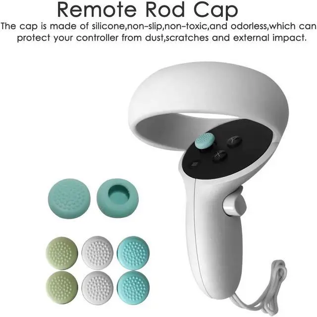 Alt view image 5 of 7 - for Oculus Quest 2 Accessories - VR Face Silicone Cover + Touch Controller Grip Cover + Protective Lens dust-Proof Cover + Thumb Button Cap (Light Gray)