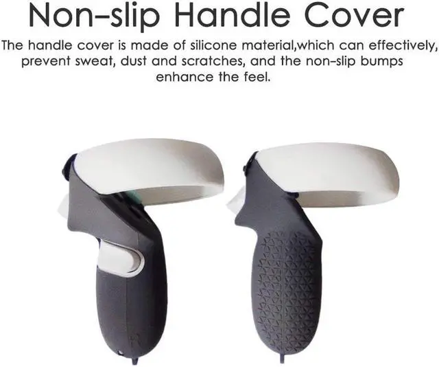 Alt view image 2 of 6 - for Oculus Quest 2 Accessories - VR Face Silicone Cover + Touch Controller Grip Cover + Protective Lens dust-Proof Cover + Thumb Button Cap (Black)