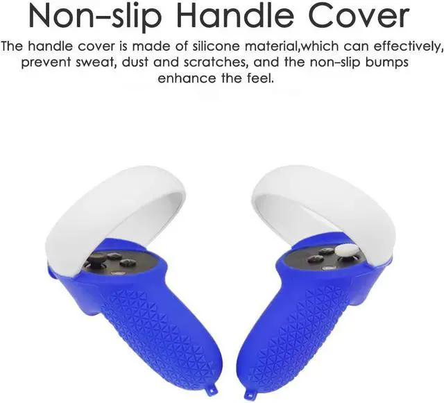 Alt view image 4 of 6 - for Oculus Quest 2 Accessories - VR Face Silicone Cover + Touch Controller Grip Cover + Protective Lens dust-Proof Cover + Thumb Button Cap (Blue)