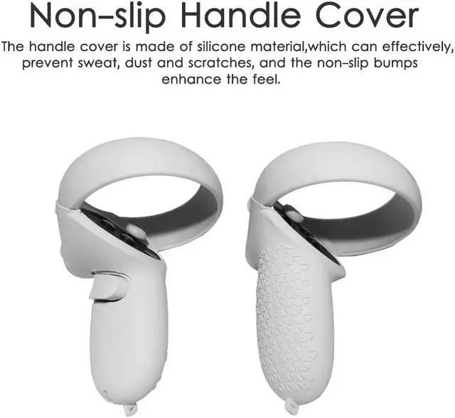Alt view image 4 of 7 - for Oculus Quest 2 Accessories - VR Face Silicone Cover + Touch Controller Grip Cover + Protective Lens dust-Proof Cover + Thumb Button Cap (Light Gray)