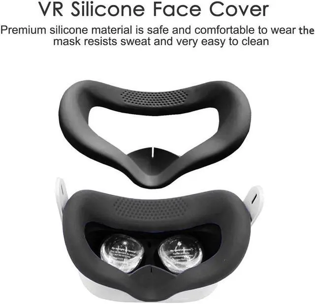 Alt view image 4 of 6 - for Oculus Quest 2 Accessories - VR Face Silicone Cover + Touch Controller Grip Cover + Protective Lens dust-Proof Cover + Thumb Button Cap (Black)