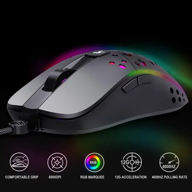Alt view image 2 of 7 - Wired Gaming Mice, up to 8000DPI Adjustable 6 Buttons Wired Optical 6 RGB Lighting Modes USB Mouse for Laptop PC Windows 2000 / XP / win7 / win8 /win10