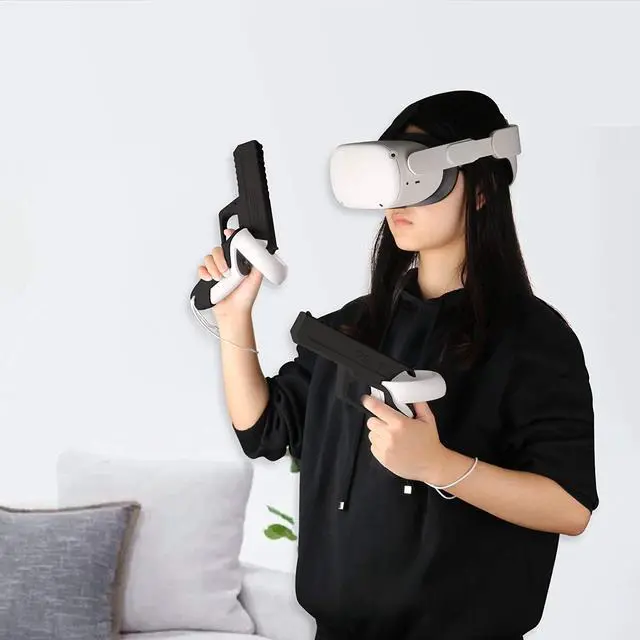 Alt view image 6 of 7 - VR Game Gun for Oculus Quest 2 Controllers Pistol Case, Enhanced FPS Gaming Experience -Compatible with Pistol Whip VR Game, Enhanced FPS Gaming Experience