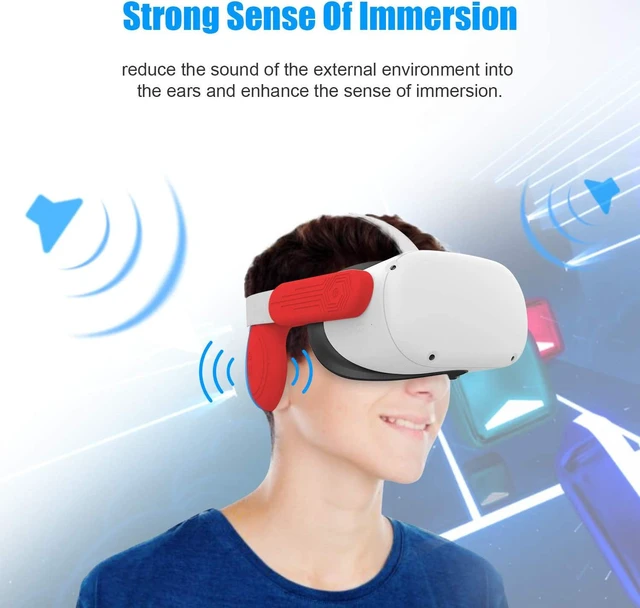 Alt view image 7 of 7 - VR Silicone Face Cover & Ear Muffs for Oculus Quest 2 Headset, Sweatproof Waterproof Anti-Dirty Replacement Facial Cushion and Enhance Headset Sound Headphone Extension Cover (Red, 1 Set)