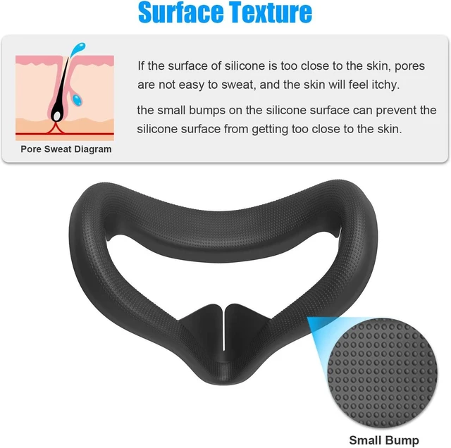 Alt view image 7 of 7 - VR Silicone Face Cover & Ear Muffs for Oculus Quest 2 Headset, Sweatproof Waterproof Anti-Dirty Replacement Facial Cushion and Enhance Headset Sound Headphone Extension Cover (Black, 1 Set)
