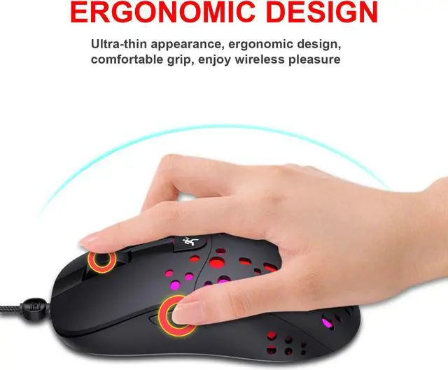 Alt view image 5 of 7 - Wired Gaming Mice, up to 8000DPI Adjustable 6 Buttons Wired Optical 6 RGB Lighting Modes USB Mouse for Laptop PC Windows 2000 / XP / win7 / win8 /win10