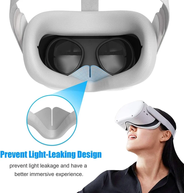 Alt view image 4 of 7 - VR Silicone Face Cover & Ear Muffs for Oculus Quest 2 Headset, Sweatproof Waterproof Anti-Dirty Replacement Facial Cushion and Enhance Headset Sound Headphone Extension Cover (Gray, 1 Set)