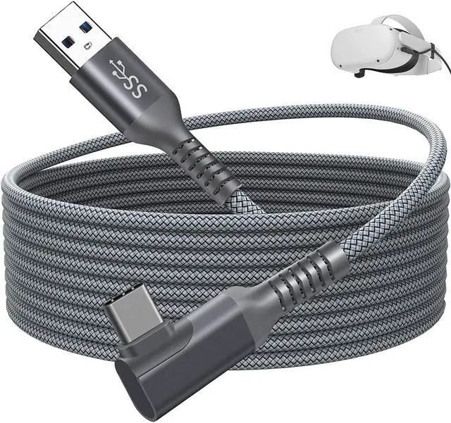 VR Link Cable for Oculus Quest 2, 90 Degree Angled Nylon Braided