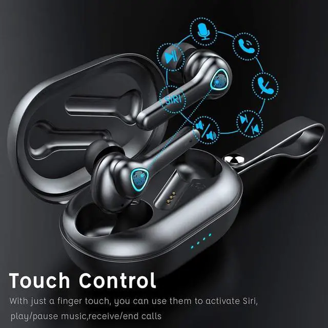 Alt view image 7 of 7 - Ture Wireless Earbuds, TWS Wireless Earphone with CVC 8.0 Noise Reduction, Bluetooth 5.0 Headphones with HD HiFi Stereo, IPX7 Waterproof Bluetooth Earphones, Touch Control, Built-in Mic, 30H Playtime
