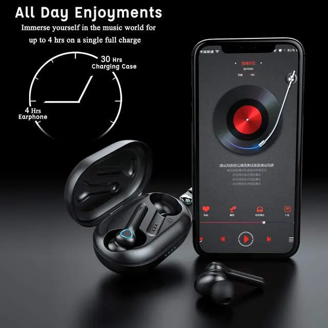 Alt view image 6 of 7 - Ture Wireless Earbuds, TWS Wireless Earphone with CVC 8.0 Noise Reduction, Bluetooth 5.0 Headphones with HD HiFi Stereo, IPX7 Waterproof Bluetooth Earphones, Touch Control, Built-in Mic, 30H Playtime
