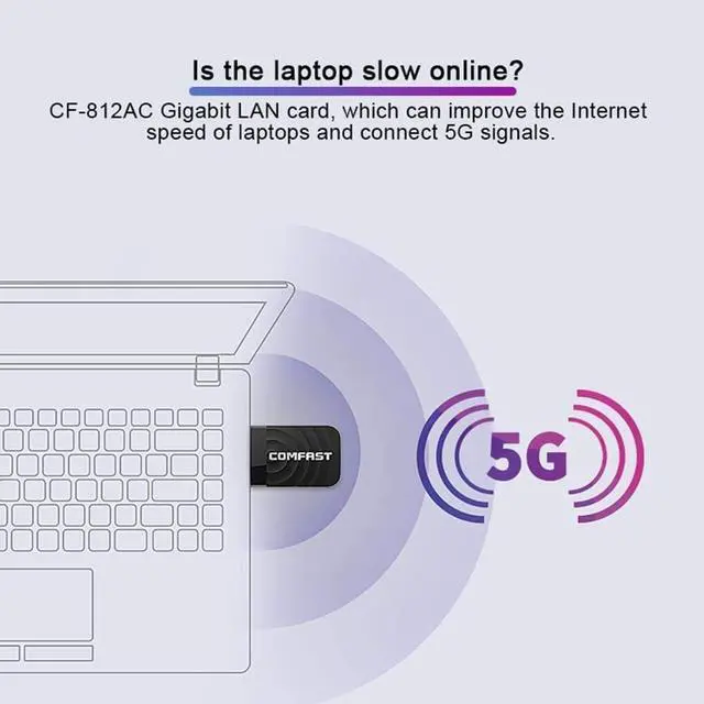 Alt view image 6 of 7 - USB Wi-Fi Dongle,1300Mbps USB WiFi Adapter for Desktop PC Laptop, WiFi Dongle Dual Band 2.4GHz/5.8GHz Wireless WiFi USB for PC Desktop Laptop, Support Windows XP/7/8/8.1/10 Mac 10.9-10.14