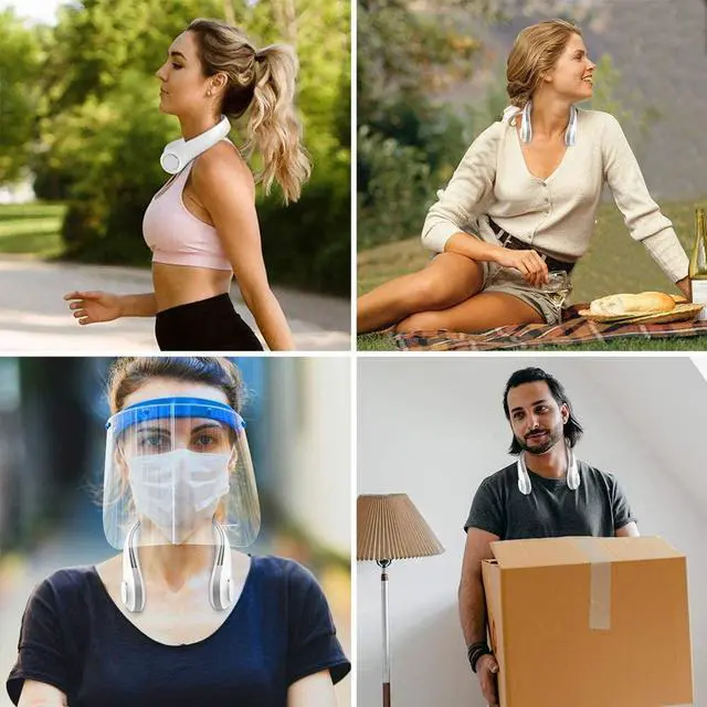 Alt view image 6 of 7 - Portable Neck Fan,Rechargeable Personal Fan,Strong Airflow Bladeless Neck Fan, 4000 mAh Battery Operated Hands Free Neck Air Conditioner ,Headphone Design Wearable Neck Cooling Fan For Outdoor Indoor