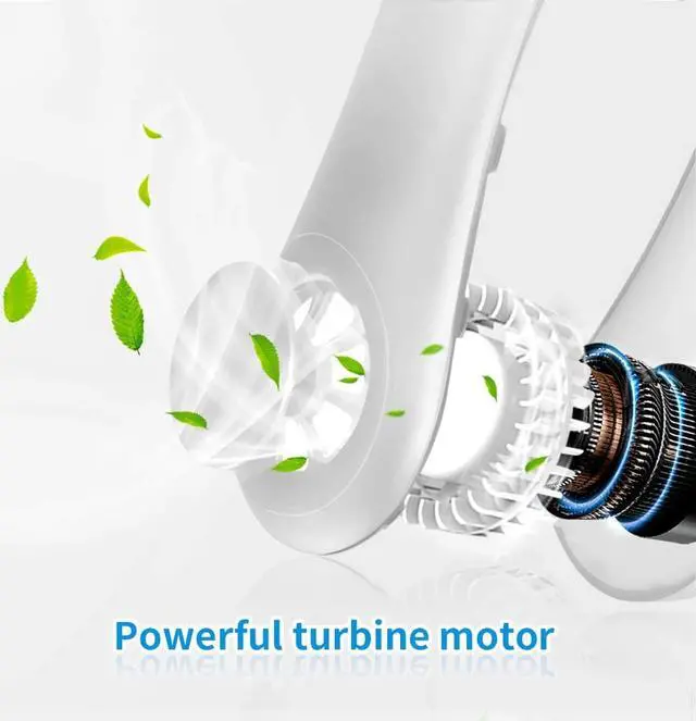 Alt view image 2 of 7 - Portable Neck Fan,Rechargeable Personal Fan,Strong Airflow Bladeless Neck Fan, 4000 mAh Battery Operated Hands Free Neck Air Conditioner ,Headphone Design Wearable Neck Cooling Fan For Outdoor Indoor
