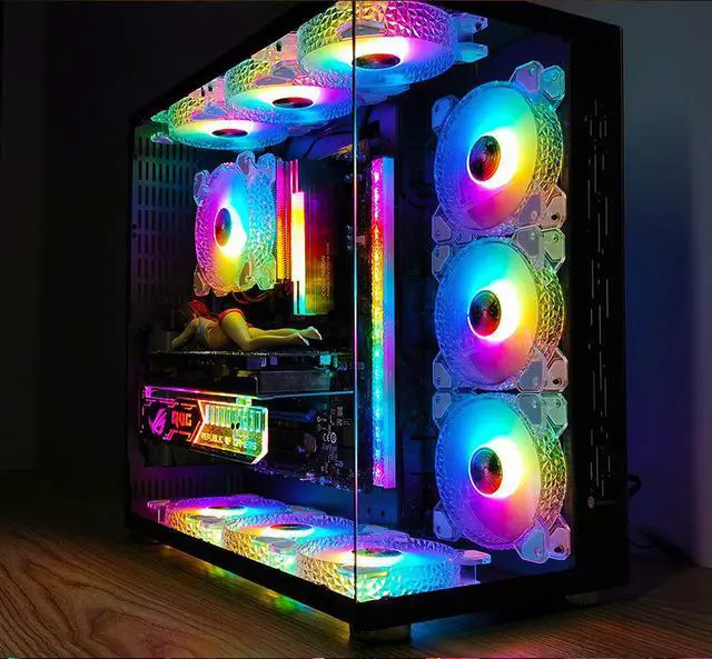 Alt view image 7 of 7 - 3 Pack RGB Case Fans,120mm Ultra-Quiet RGB Chassis Cooling Fans,Equiped with Remote Control Hub,5V ARGB Sync,Speed Adjustable Colorful Cooler,Crystal Appearance, High-Performance Computer Fan for Case
