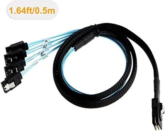 Alt view image 2 of 7 - Mini SAS 36Pin (SFF-8087) Male to 4 SATA 7Pin Female Cable, Mini SAS Host/Controller to 4 SATA Target/Backplane, 0.5M / 1.6FT