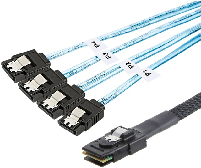 Alt view image 3 of 7 - Mini SAS 36Pin (SFF-8087) Male to 4 SATA 7Pin Female Cable, Mini SAS Host/Controller to 4 SATA Target/Backplane, 0.5M / 1.6FT