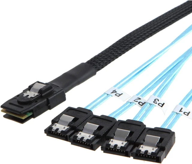 Main image of Mini SAS 36Pin (SFF-8087) Male to 4 SATA 7Pin Female Cable, Mini SAS Host/Controller to 4 SATA Target/Backplane, 0.5M / 1.6FT