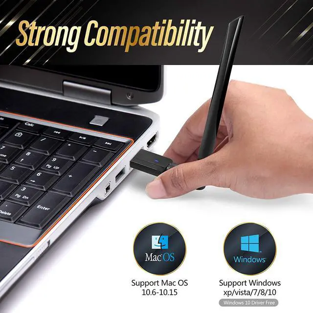 Alt view image 3 of 7 - USB Wireless WiFi Adapter, 1200Mbps USB3.0 WiFi Dongle 2.4G/5G 802.11ac Network Adapter with High Gain Antenna for Desktop Laptop PC Support Windows XP/10/8/8.1/7/Vista,OS 10.6-10.15