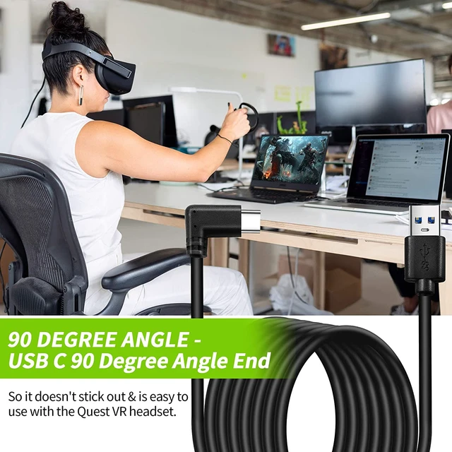 Alt view image 4 of 7 - Compatible for Oculus Quest 2 Link Cable 16ft/5M, USB3.0 USB A to USB Type C Cable 90 Degree Right Angle Cord 5Gbps Fast Data Transfer USB C Charging Cable for Oculus Quest 1/2, VR Headset, Gaming PC