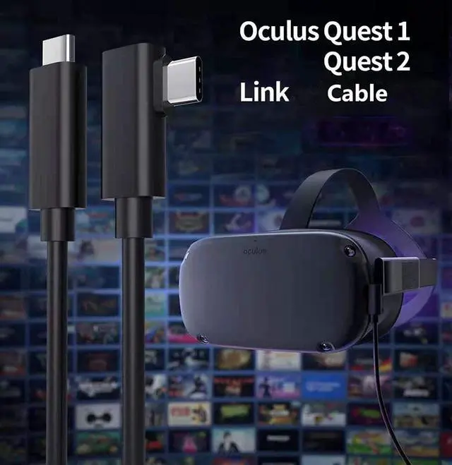 Alt view image 7 of 7 - VR Link Cable, Compatible for Oculus Quest 2 Link Cable,16FT VR Headset Cable for Oculus Quest, 90 Degree USB 3.1 Type C to C High Speed Data Transfer Charging Cord for Gaming PC & USB C Chargers