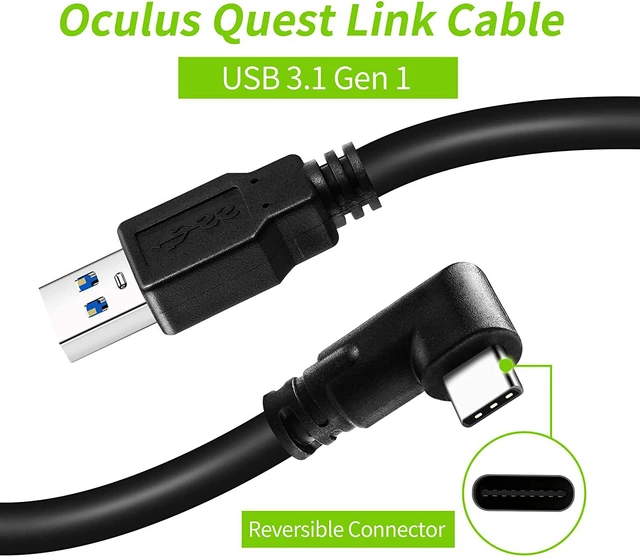 Alt view image 3 of 7 - Compatible for Oculus Quest 2 Link Cable 16ft/5M, USB3.0 USB A to USB Type C Cable 90 Degree Right Angle Cord 5Gbps Fast Data Transfer USB C Charging Cable for Oculus Quest 1/2, VR Headset, Gaming PC