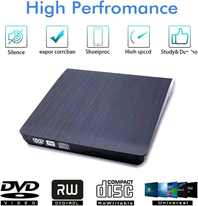 Alt view image 2 of 7 - External USB A & Type C CD DVD Drive, USB 3.0 & Type C Dual Port Portable Slim CD DVD +/-RW Drive Player Burner Writer Reader Rewriter For Macbook, Laptop, Computer Windows 7/8/10/XP/Vista/Mac OS