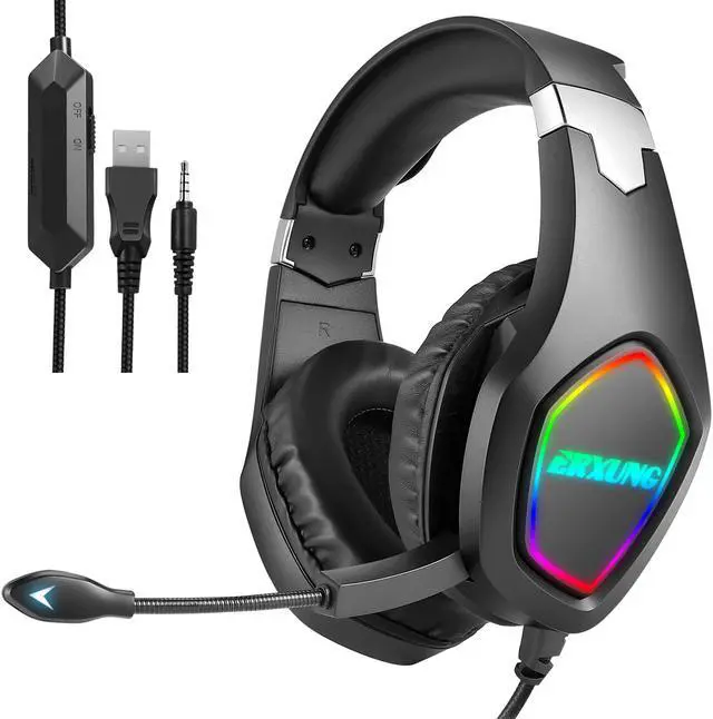 Main image of Over-Ear Gaming Headphones, eirix Computer Headset with Volume Control LED Light Noise Canceling Mic for PS4, PS5, Nintendo, Xbox One, PC, Laptop (Black)