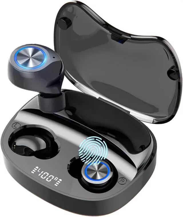 Main image of True Wireless Earbuds with Charging Case, IHDAPP Hi-fi Stereo TWS Wireless Earphone with Bluetooth Microphone, Ipx7 Waterproof in Ear Headphones, BT Cordless Earpiece Black
