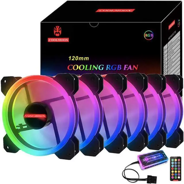 Main image of RGB Case Fans 6 Pack, PC Computer Case 120mm Fan RGB with RGB Controller, Reinforced Quiet Fan Blade Design, Adjustable Colorful Cooling Cooler