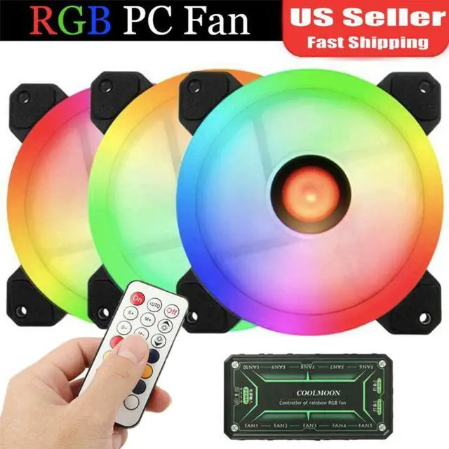 Alt view image 5 of 7 - RGB Case Fans 6 Pack, PC Computer Case 120mm Fan RGB with RGB Controller, Reinforced Quiet Fan Blade Design, Adjustable Colorful Cooling Cooler