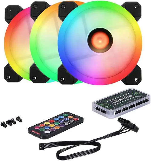 Alt view image 4 of 7 - RGB Case Fans 5 Pack, PC Computer Case 120mm Fan RGB with RGB Controller, Reinforced Quiet Fan Blade Design, Adjustable Colorful Cooling Cooler