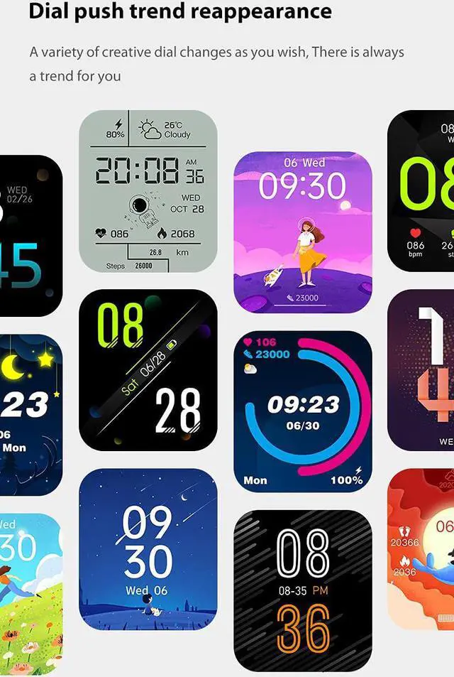 Alt view image 7 of 7 - Smart Watches, Fitness Tracker Heart Rate Monitor Watches for Men Women,1.69-inch Color Display Fitness Watch IP67 Waterproof Digital Watch (Black)
