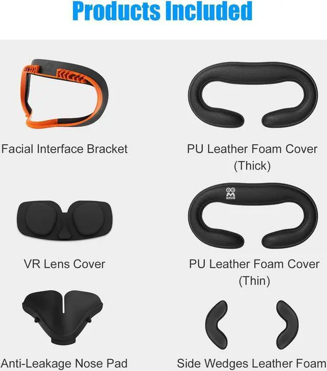Alt view image 7 of 7 - Resilient VR Facial Vent Soft Interface Bracket & Anti-Leakage Light PU Leather Foam Face Cover Replacement Pad Custom Comfort Accessories 7-Piece Set for Oculus Quest 2 (Orange,7-in-1)