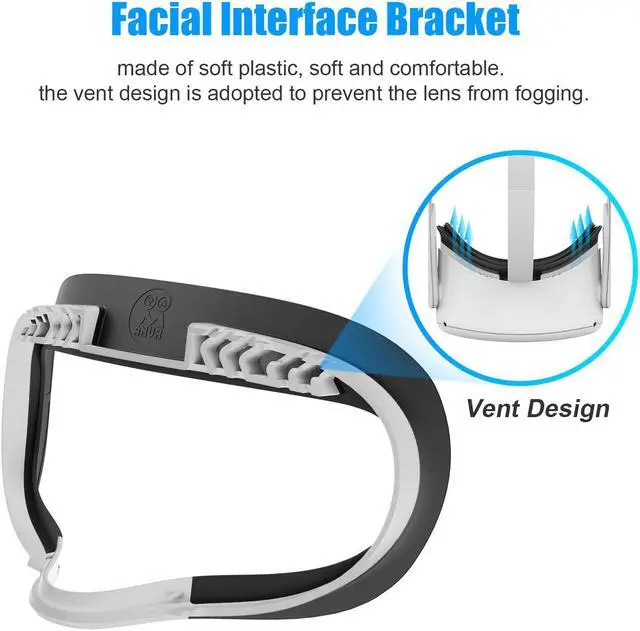 Alt view image 3 of 7 - Resilient VR Facial Vent Soft Interface Bracket & Anti-Leakage Light PU Leather Foam Face Cover Replacement Pad Custom Comfort Accessories 7-Piece Set for Oculus Quest 2 (White,7-in-1)
