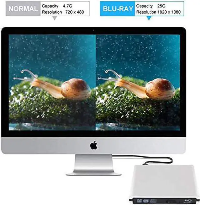 Alt view image 5 of 7 - External Blu Ray DVD Drive Burner 3D, Portable USB 3.0 Bluray Disc Burner Player Reader Writer BD DVD CD RW ROM Player for Mac OS, Linux, Windows XP/Vista/7/8/10, PC, Aluminum SIlver