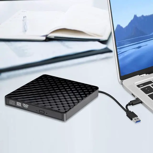 Alt view image 7 of 7 - [New Upgraded] External CD DVD Drive, USB 3.0 and Type-C Portable CD DVD +/-Rw Drive Reader, DVD/CD ROM Burner Rewriter, Slim Optical DVD Drive for Laptop, Desktop, Mac, Macbook, OS/ Windows/ Linux
