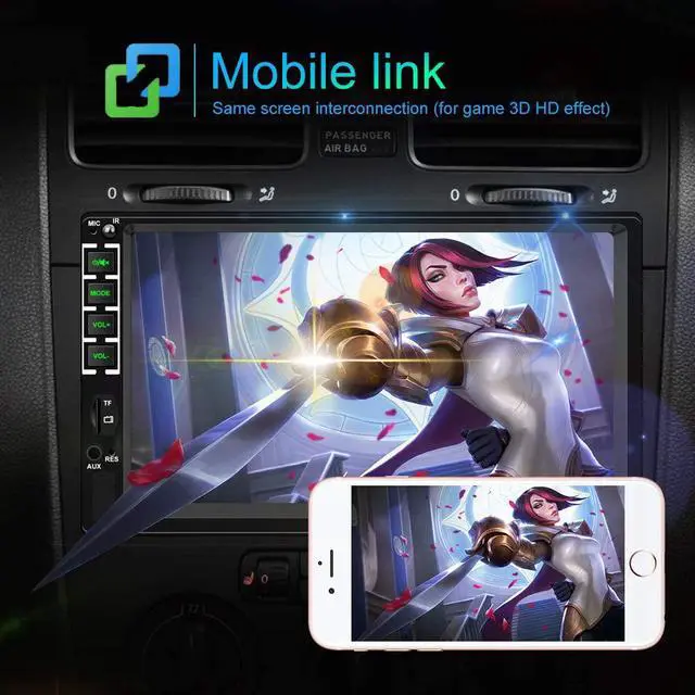 Alt view image 6 of 7 - Car Stereo with Bluetooth Double Din 7 inch Touch Screen Multimedia Car Radio in-Dash MP5 Player Support FM/AUX in/USB/SD, Steering Wheel Control, Mirror Link with Backup Camera