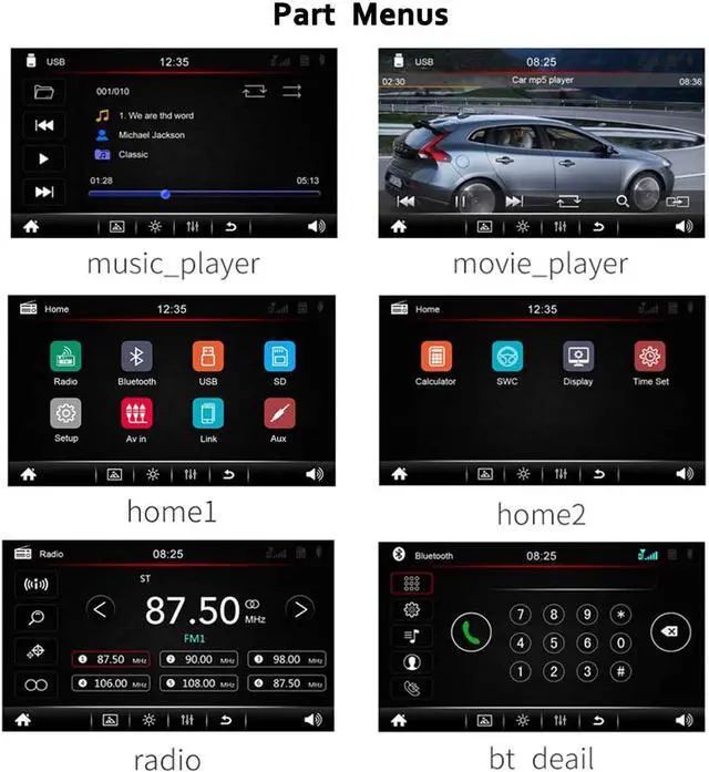 Alt view image 7 of 7 - Car Stereo with Bluetooth Double Din 7 inch Touch Screen Multimedia Car Radio in-Dash MP5 Player Support FM/AUX in/USB/SD, Steering Wheel Control, Mirror Link with Backup Camera