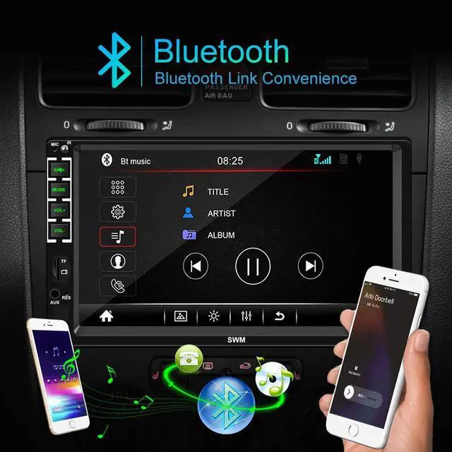 Alt view image 2 of 7 - Car Stereo with Bluetooth Double Din 7 inch Touch Screen Multimedia Car Radio in-Dash MP5 Player Support FM/AUX in/USB/SD, Steering Wheel Control, Mirror Link with Backup Camera