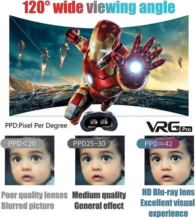 Alt view image 2 of 7 - VR Headset Virtual Reality VR 3D Glasses VR Set 3D Virtual Reality Goggles, Controller, Adjustable VR Glasses Support 5-7 Inches [with Gamepad]