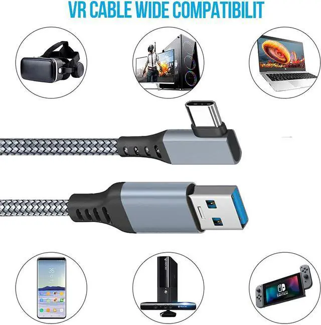 Alt view image 5 of 7 - Oculus Quest 2 Link Cable, 16FT / 5M Link Virtual Reality Headset Cable for Oculus Quest 2, USB A to C 3.0 Fast Charging and Data Transmission for Cellphone & PC VR Headset (Gray)
