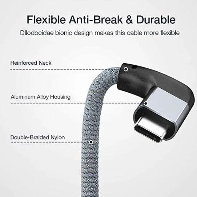 Alt view image 4 of 7 - Right Angle USB C Extension Cable 1.6FT / 0.5M, USB-C 3.1 Male to Female 4K Video Cord, Gen 2 10Gbps, 90 Degree Type C Extender, Compatible with Thunderbolt 3 MacBook Pro/Air,iPad Pro, Nintendo Switch