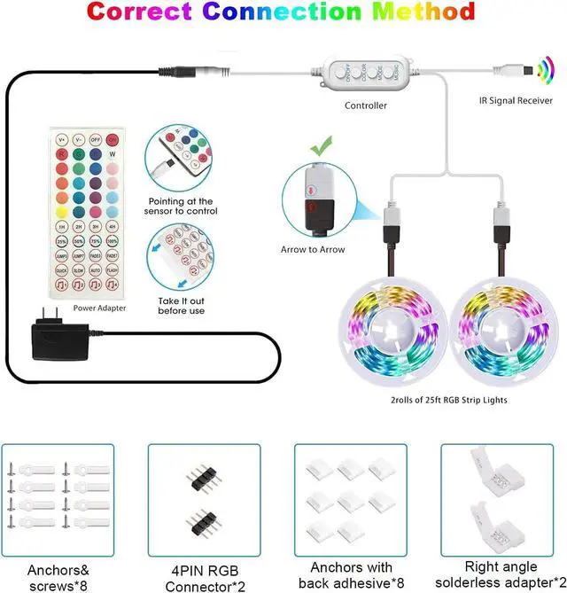 Alt view image 7 of 7 - 50ft / 15M Led Strip Lights Smart Sync Music Led Lights for Bedroom Home Decoration, APP Control