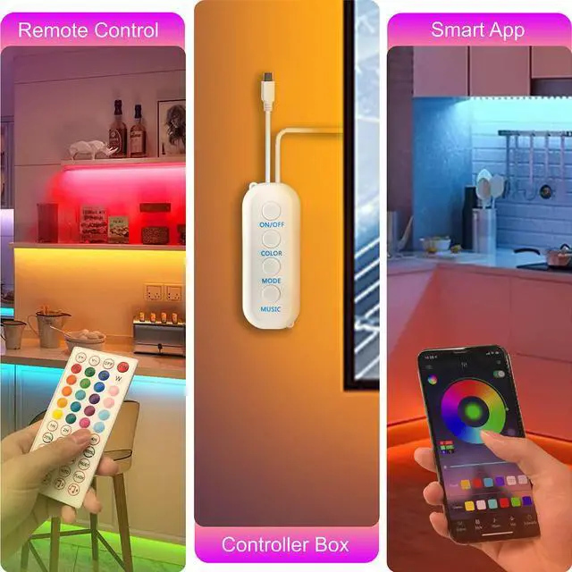 Alt view image 3 of 7 - 50ft / 15M Led Strip Lights Smart Sync Music Led Lights for Bedroom Home Decoration, APP Control