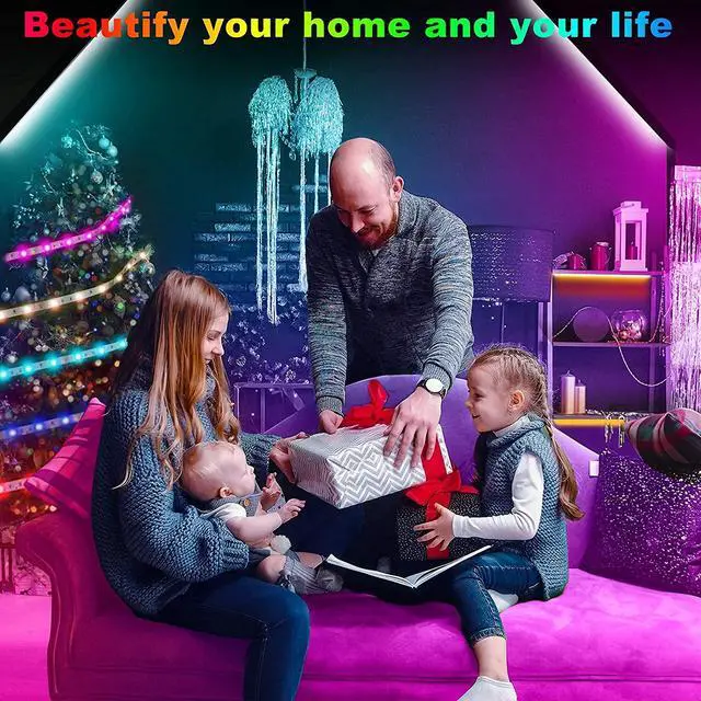 Alt view image 6 of 7 - 50ft / 15M Led Strip Lights Smart Sync Music Led Lights for Bedroom Home Decoration, APP Control